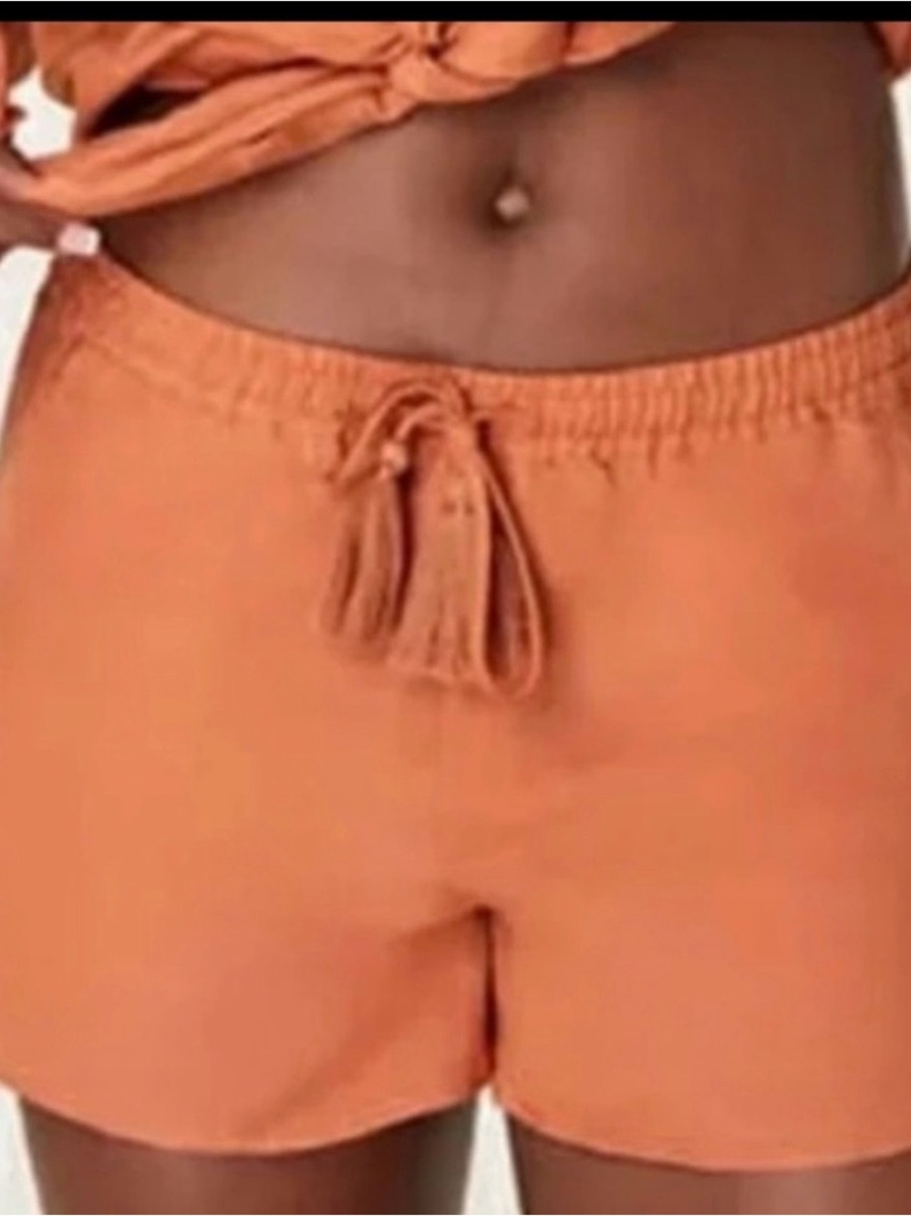 Andie Coral Drawstring Linen Shorts Medium NWT